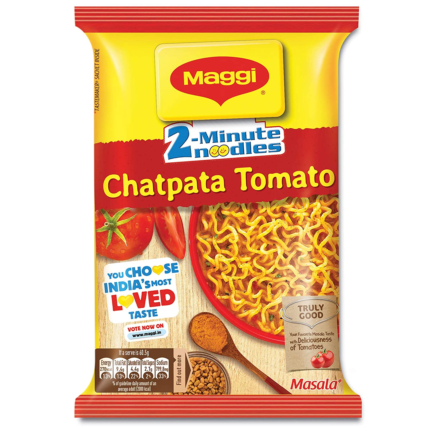 MAGGI 2-Minute Instant Noodles, Chatpata Tomato Masala – 60.5g